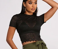 Short Sleeve Lace Crop Top