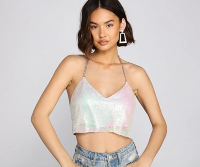 All The Glitz Chainmail Halter Top
