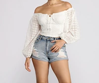 Effortless Eyelet Detail Crop Top