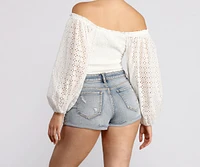 Effortless Eyelet Detail Crop Top