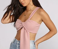 One Shoulder Ribbed Crop Top