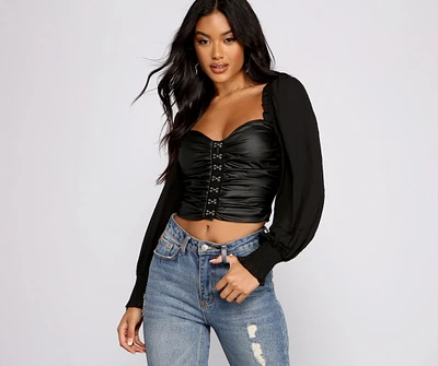 Hooked on Glam Faux Leather Crop Top