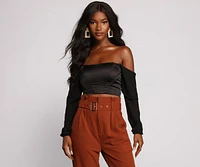 Sultry Satin Cropped Corset Top