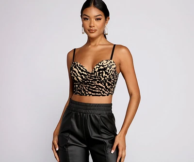 Leopard Print Cropped Burnout Bustier