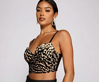 Leopard Print Cropped Burnout Bustier