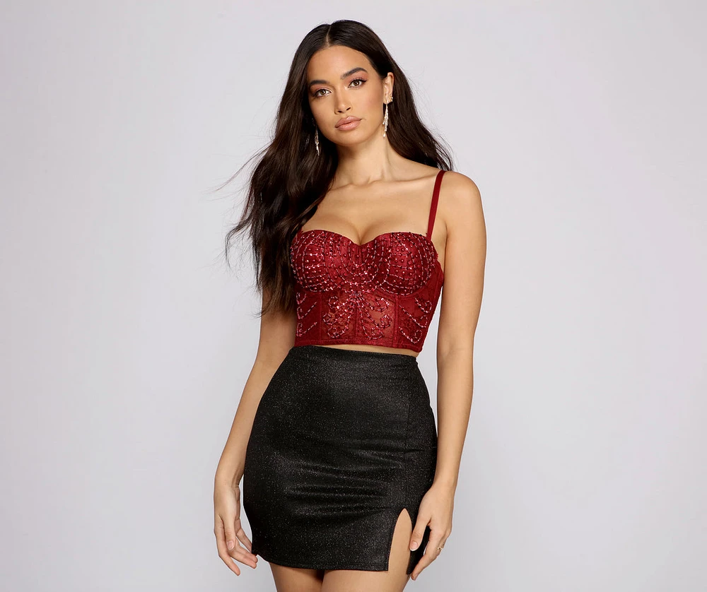 Beaded Sequin Beauty Cropped Bustier