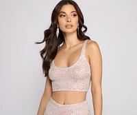 Sassy Sequins Cropped Tank Top