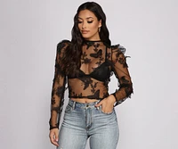 Flutter Some Hearts Mesh Crop Top