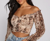 Trendy Stunner Snake Print Crop Top