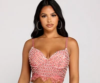 Chic Beaded Lace Cropped Bustier