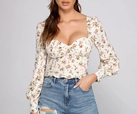 Sweet And Flirty Floral Puff Sleeve Blouse