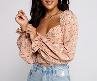 Falling For Florals Puff Sleeve Crop Top