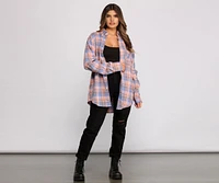 Effortlessly Edgy Mood Button-Up Flannel Tunic