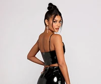 Dangerous Woman Faux Patent Leather Crop Top