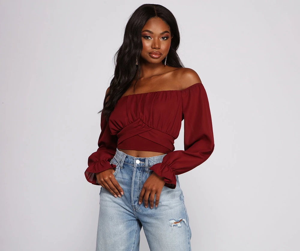 Tie Waist Off The Shoulder Crop Top