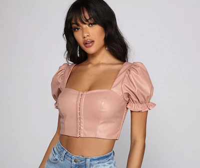 Edgy-Chic Cropped Faux Leather Top