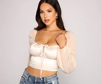 Stylish Sweetheart Satin Crop Top