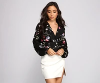 Chic Floral Moment Cropped Blouse