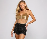 Chain Mail Fringe Rhinestone Crop Top