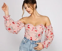 Sweet And Chic Floral Chiffon Bodysuit