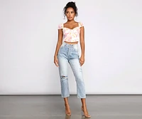 Sweet Floral Vibes Corset Crop Top