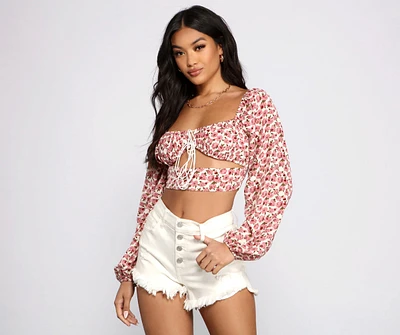 Sweetly Chic Tie Front Crop Top
