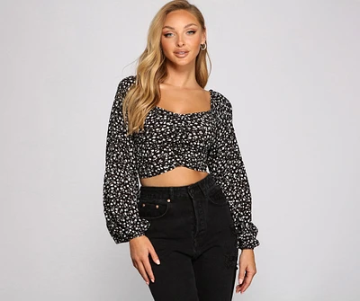 Caught A Floral Gauze Knit Crop Top