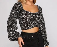 Caught A Floral Gauze Knit Crop Top