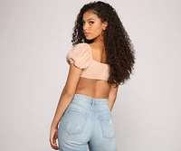 Effortlessly On-Trend Puff Sleeve Crop Top