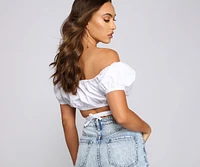 Casual Celebration Puff Sleeve Crop Top