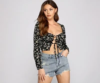 Darling Daisy Tie-Front Crop Top