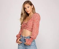 She's A Beauty Ditsy Floral Crop Top