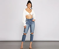 So Sprung Tie Front Crop Top