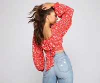 Pretty Fab Off The Shoulder Ditsy Floral Top