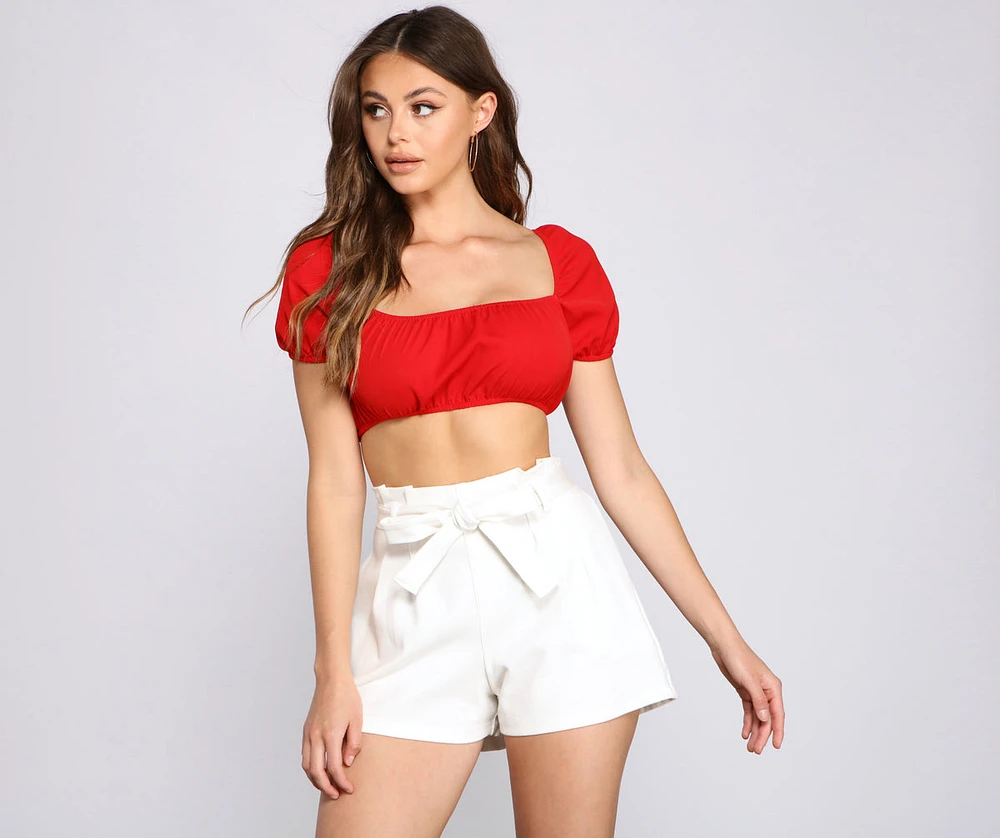 Casual Cutie Lace-Up Crop Top