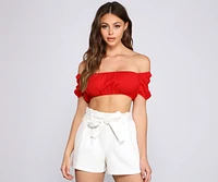 Casual Cutie Lace-Up Crop Top