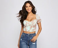 Painted Paisley Cropped Corset Top