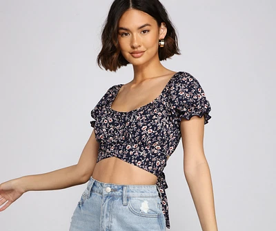 Floral Obsession Puff Sleeve Crop Top