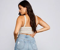 Polished Glam Cropped Plaid Bustier
