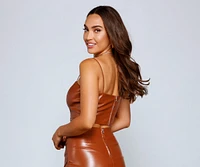 So Chic Faux Leather Crop Top