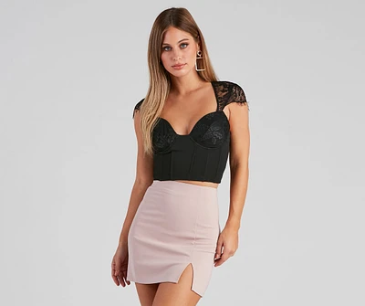 Sultry Lace Cap Sleeve Bustier