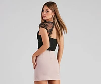 Sultry Lace Cap Sleeve Bustier