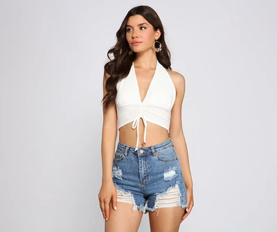 Cinched And Chic Cropped Halter Top