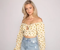 Sealed Florals Bow Crop Top