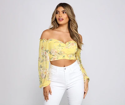 Off The Shoulder Floral Sensation Crop Top