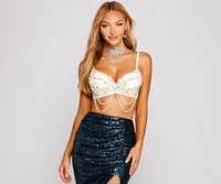 Iconic Glamour Pearl And Rhinestone Bustier