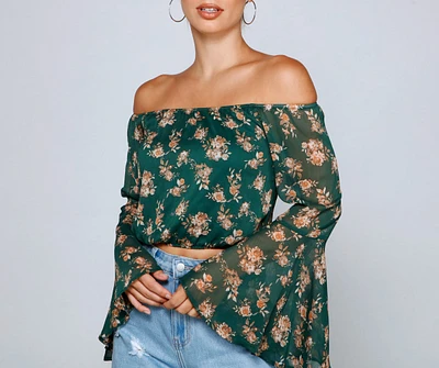 Floral Passion Off The Shoulder Chiffon Top