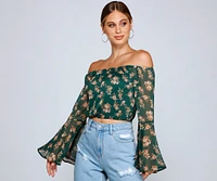 Floral Passion Off The Shoulder Chiffon Top