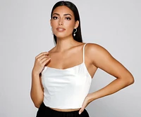 Love Note Satin Cowl Crop Top