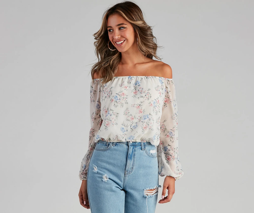 Flower Bundles Chiffon Blouse